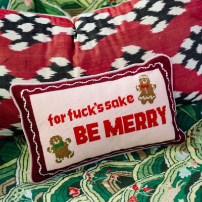Be Merry Needlepoint Pillow