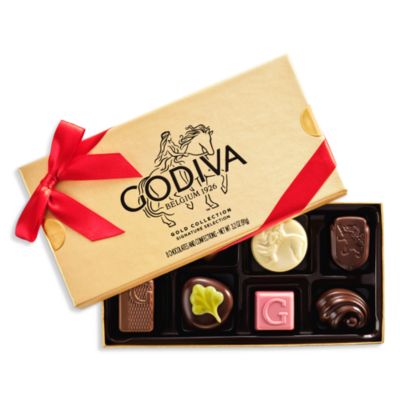 Holiday Assorted Chocolate Gold Gift Box, 8 Piece