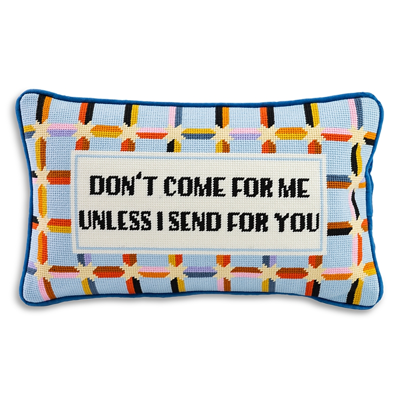 Furbish Studio Don't Come For Me Needlepoint Pillow In Blue