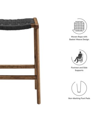 Saoirse Woven Rope Wood Counter Stool, Set of 2