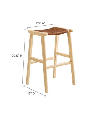 Saoirse Leather Wood Bar Stool, Set of 2