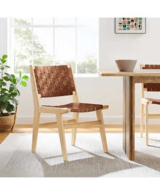 Saoirse Leather Wood Dining Side Chair, Set of 2