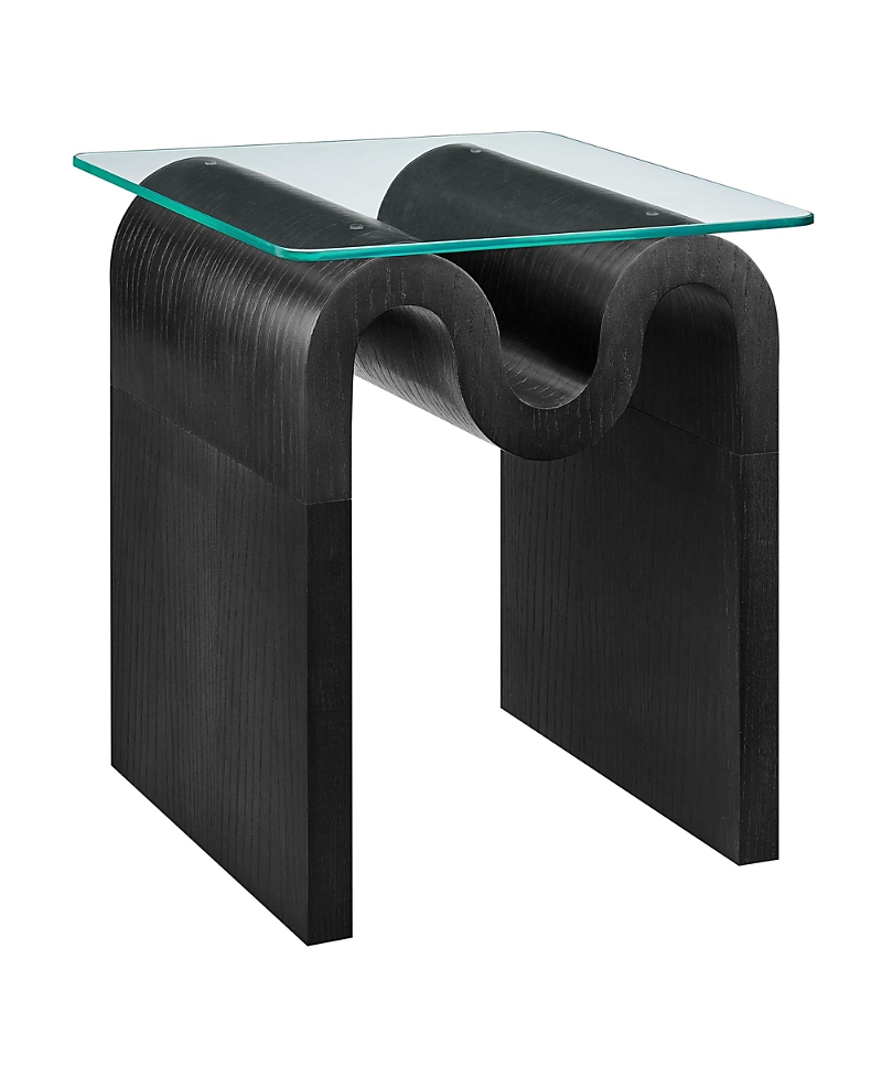Modway Ondine Glass Top Side Table In Black