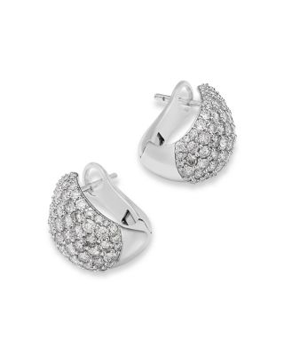 Pav&eacute; Diamond Huggie Hoop Earrings in 14K White Gold, 2.0 tcw