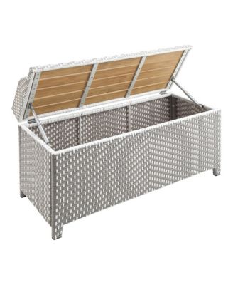 Tomkins Aluminum and PE Wicker Slatted Seat Outdoor Storage Bench