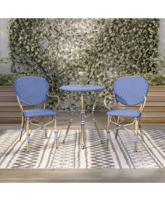 Dimballe PE Wicker Patio Round Dining Table, Set of 3