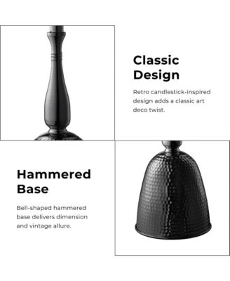 Knoll 16" Iron Round End Table with Marble-Pattern Top and Hammered Base