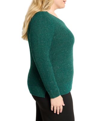 Shimmer Waffle V-Neck Sweater