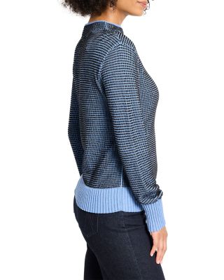 Funnel Neck Pixel Knit Sweater