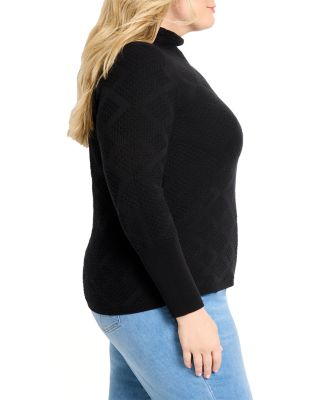 Textured Diamond Funnel Neck Sweater