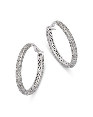 Diamond Hoop Earrings in 18K White Gold