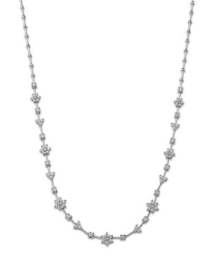 Diamond Flower Necklace in 14K White Gold, 3.0 tcw