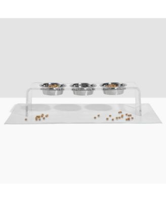 Medium Triple Bowl Pet Feeder, 1 Quart Bowls