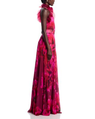 Floral Organza Halter Gown