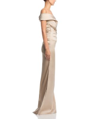 Satin Stretch Off The Shoulder Gown