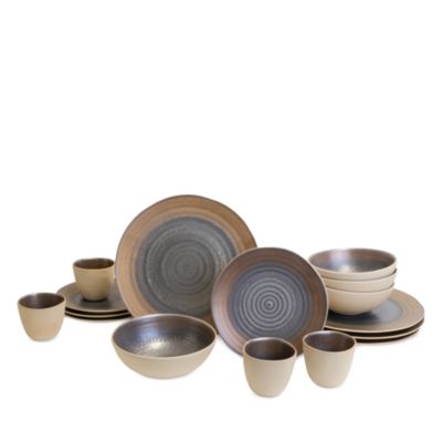 Akita Stoneware 16 Piece Dinnerware Set, Service for 4