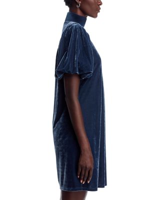 Mock Neck Velvet Dress
