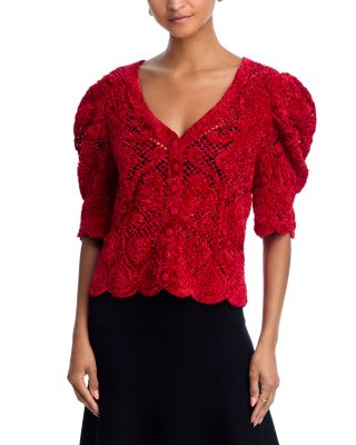 Rococo Hearts V Neck Cardigan Sweater
