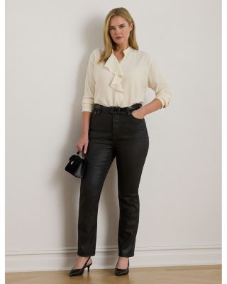 Coated High Rise Straight Ankle Jean