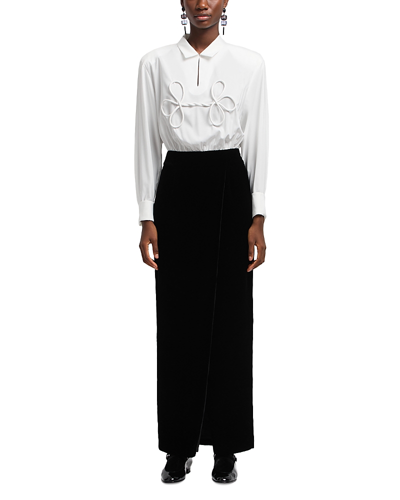 Emporio Armani Mixed Media Maxi Dress In Black