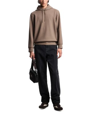 Allover Eagle Jacquard Motif Hooded Sweatshirt