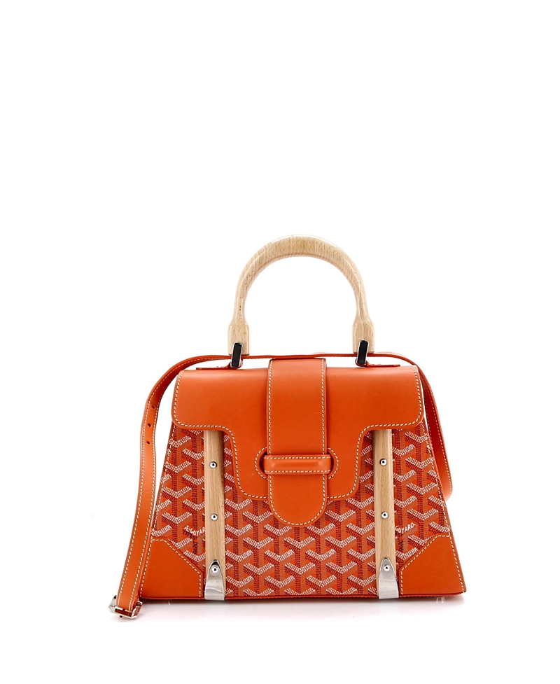 PRE-OWNED GOYARD Pre-owned Goyard Pm Saigon Top Handle Bag Coated Canvas With Leather In Orange