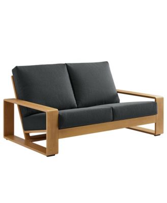 Lirienne Outdoor Patio Aluminum Faux Wood Loveseat