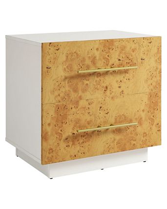 Abel 2-Drawer Burl Wood Nightstand