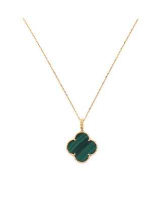 Magic Alhambra Pendant Necklace 18K Gold and Malachite, 32.25 - 35.25"