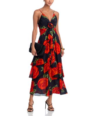 Latin Roses Black Flower Dress