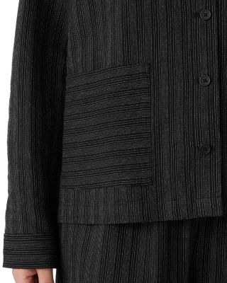 Mandarin Collar Cotton Blend Jacket