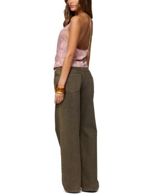 Printed Halter Chain Cowl Neck Top