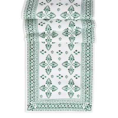 Iberian Border Table Runner, Evergreen, 18" x 90" 
