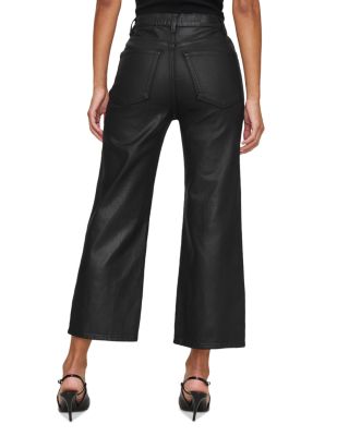 Petites Karmine Refined Wide Leg Jeans in Black Coated