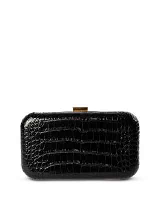Rose Croc Embossed Leather Clutch