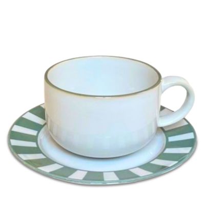 Essentials Cup and Saucer, Green, Set of 4