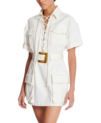  Short Lace-Up Canvas Dress