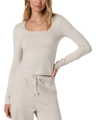 vuori long sleeve halo essential dress Vuori Women's Long Sleeve Halo Essential Scoop Tee, Ecru Heather, S