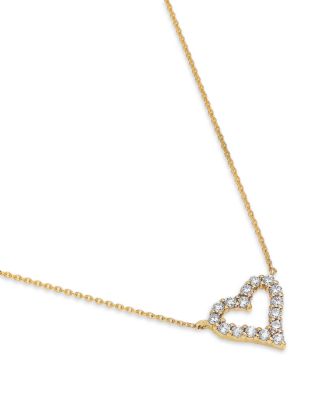 Diamond Heart Pendant Necklace in 14K Yellow Gold, 0.16 tcw