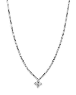 Diamond Clover Collar Necklace in 14K White Gold, 2.0 tcw