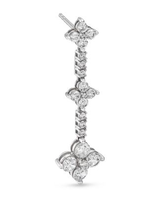 Diamond Clover Triple Drop Earrings in 14K White Gold, 2.0 tcw