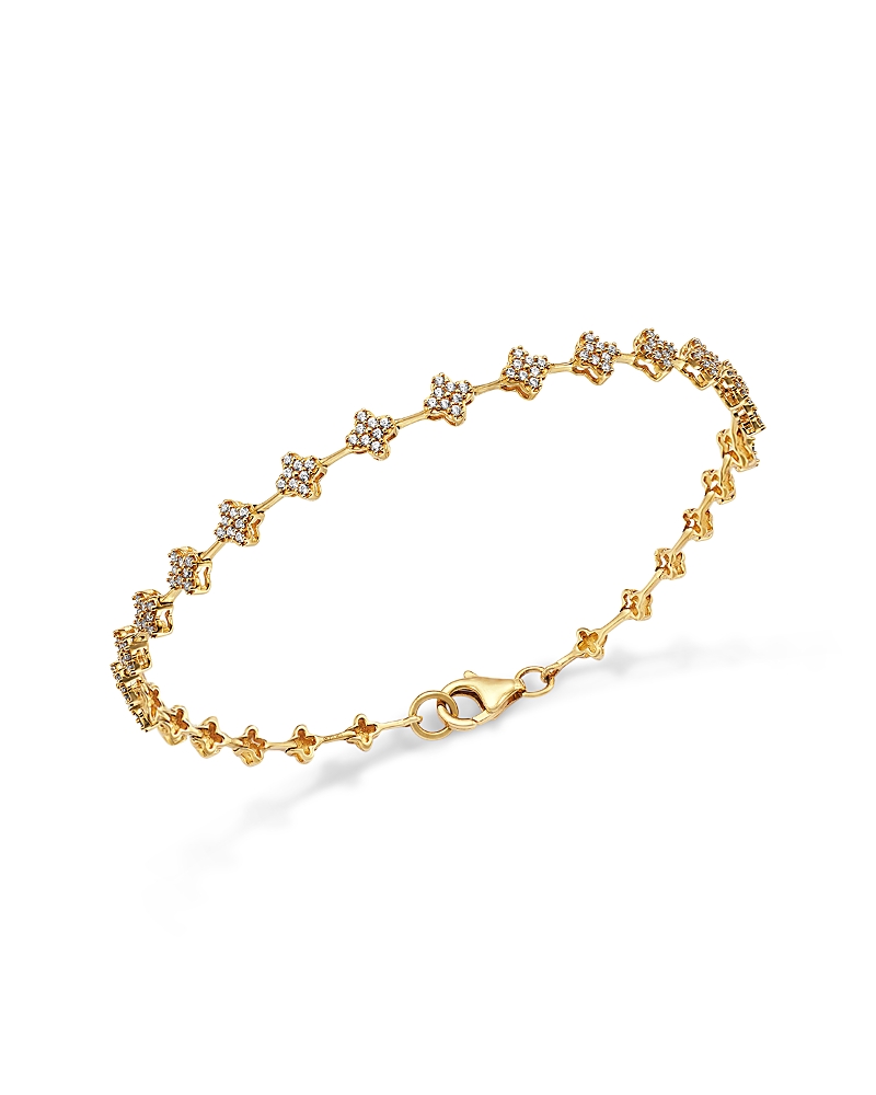 Bloomingdale's Fine Collection Diamond Clover Cluster Station Bracelet in 14K Yellow Gold, 0.50 tcw