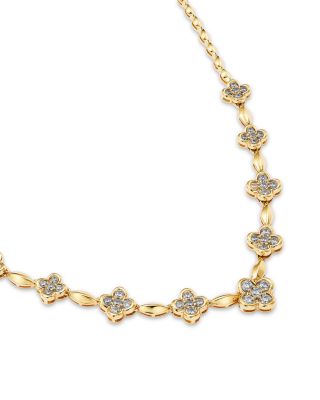 Diamond Clover Station Necklace in 14K Yellow Gold, 1.0 tcw