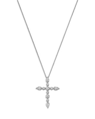 Luxe Collection Certified Lab Grown Diamond Cross Pendant Necklace in 14K White Gold, 1.50 tcw