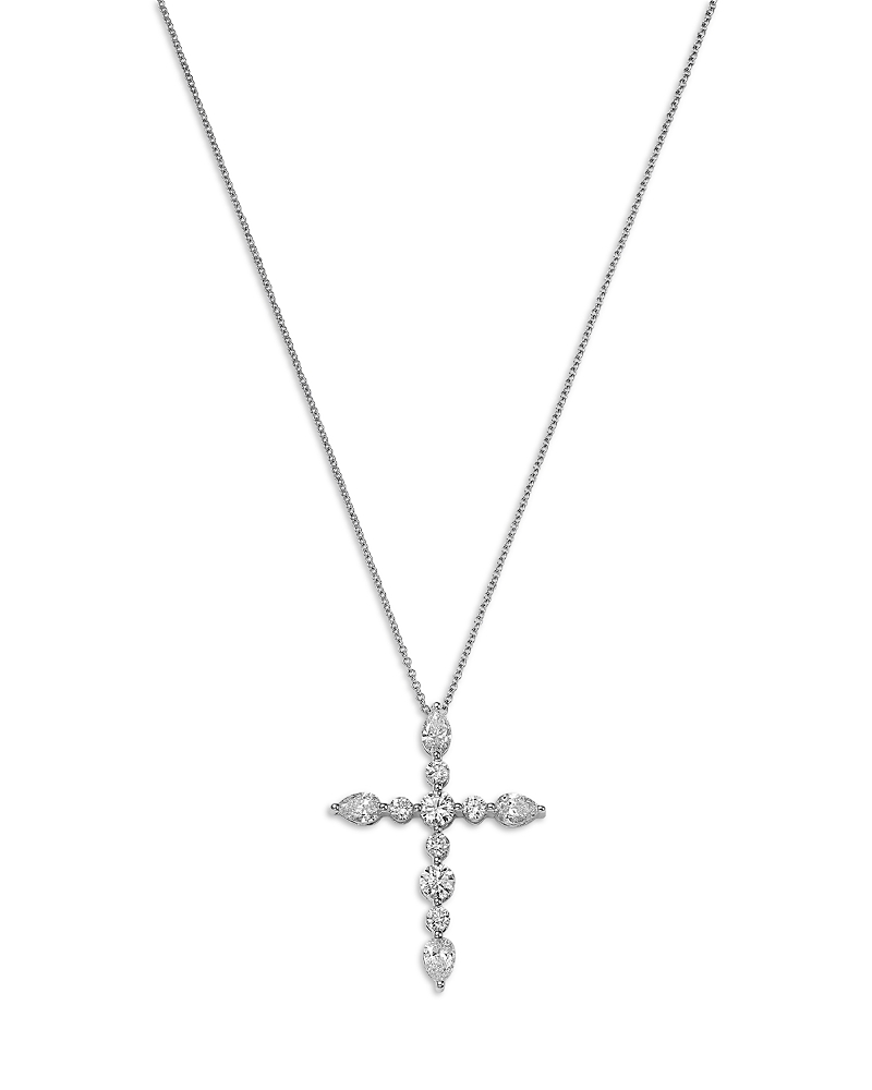 Bloomingdale's Fine Collection Luxe Collection Certified Lab Grown Diamond Cross Pendant Necklace In 14k White Gold, 1.50 Tcw In Gold