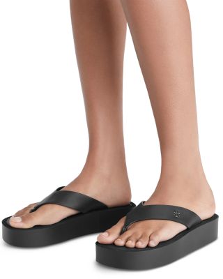 Women's Leather Platform Flip Flops
