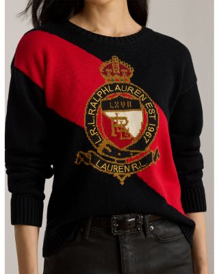 Color Blocked Crest Cotton Sweater