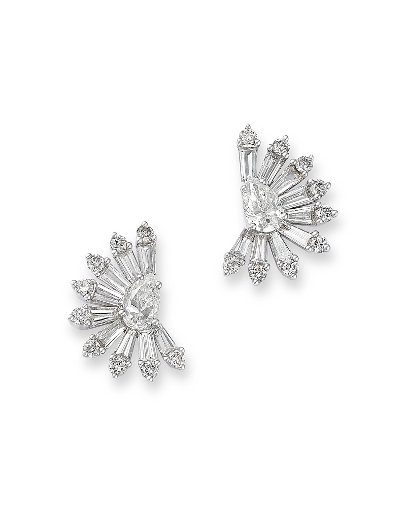 Bloomingdale's Fine Collection Diamond Mixed Cut Stud Earrings in 14K White Gold, 1.45 tcw