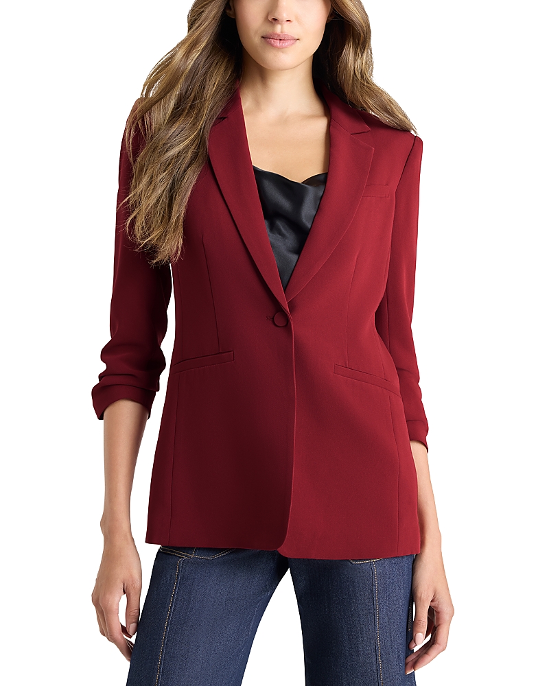 Cinq À Sept Cinq A Sept Khloe Ruched-cuff Blazer In Purple