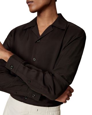 Twill Piped Long Sleeve Camp Shirt